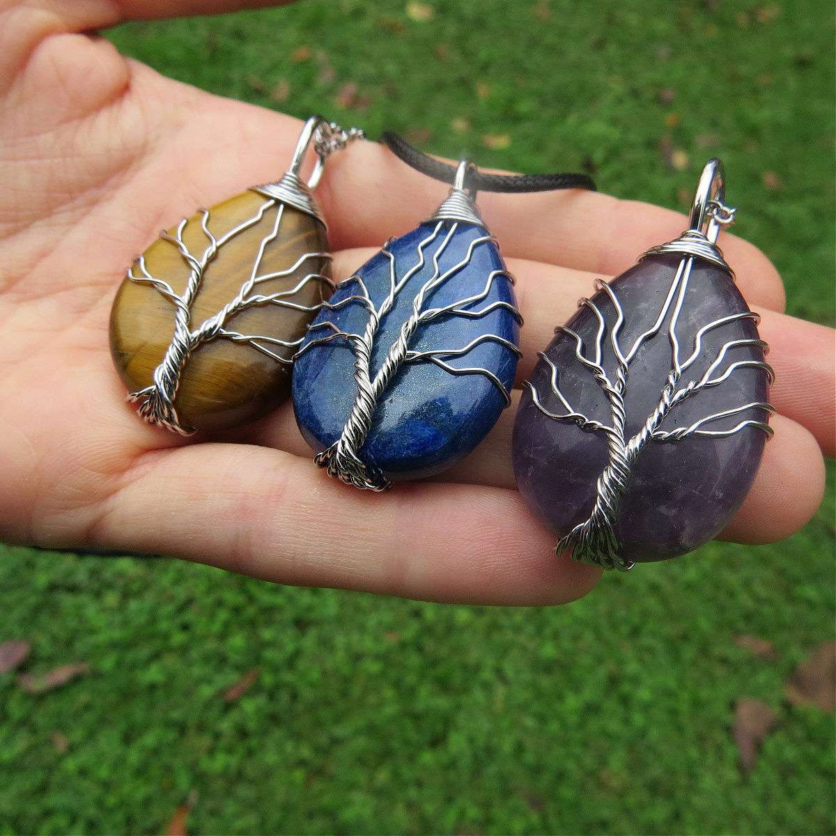 Tree of Life Crystal Necklace | Wire Wrapped Stone Tree Necklace