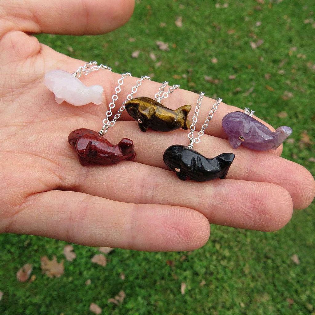 Crystal Whale Necklace Sterling Silver | Stone Animal Necklace