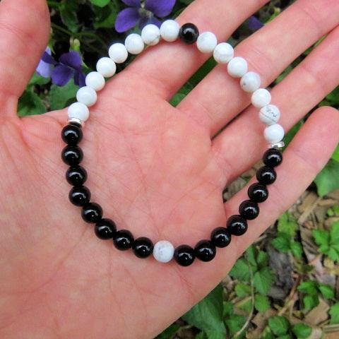 Black Whit Stone Yin Yang Bracelet - Spiritual Crystal Yin Yang Bracelet