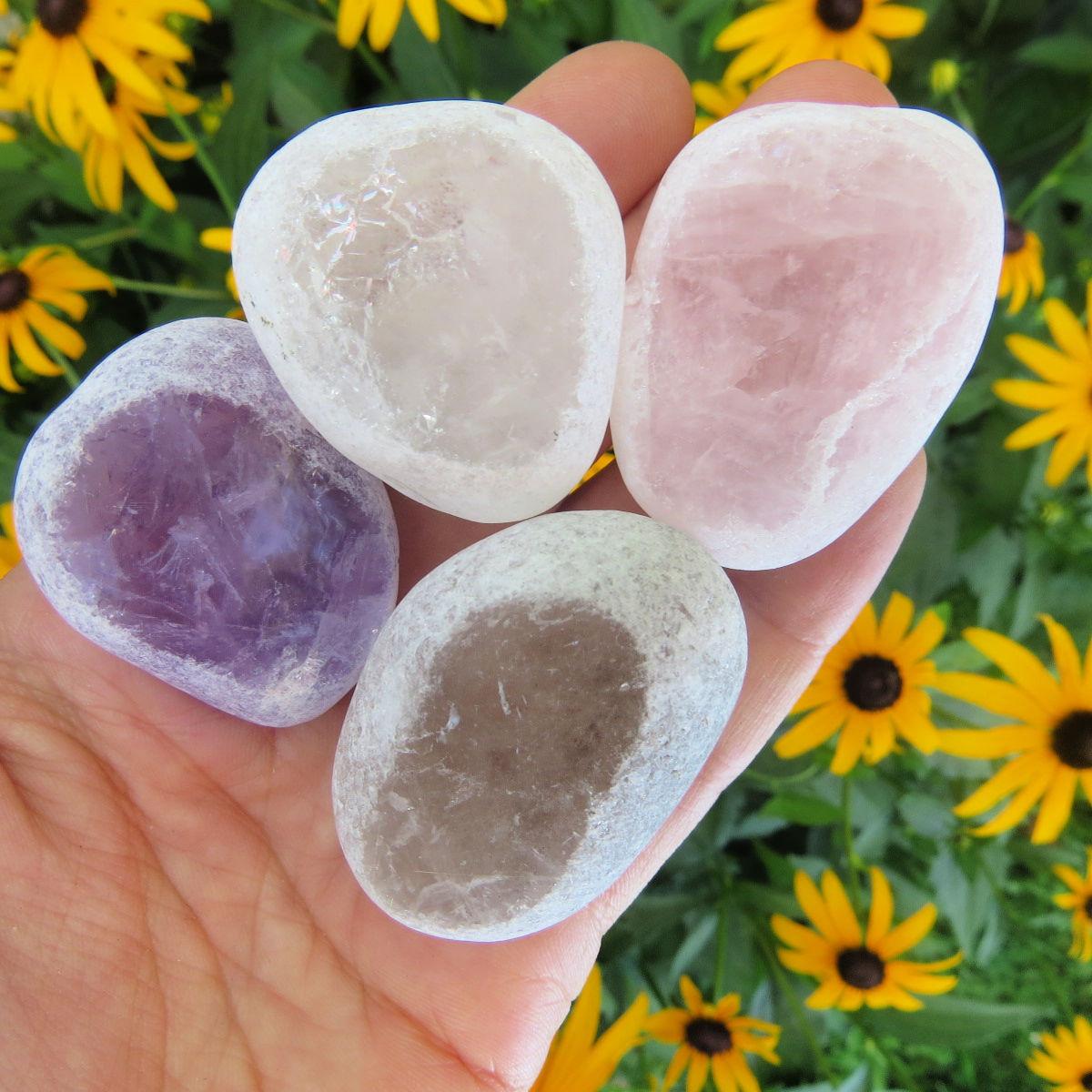Ema Egg Window Stone | Amethyst, Smoky, Clear & Rose Quartz Seer Stone