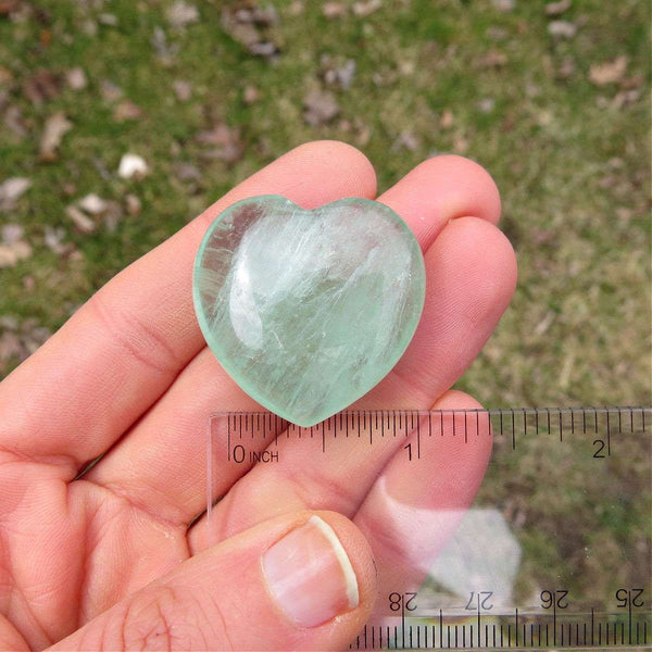 Green Fluorite Crystal Heart Stone 1.25"