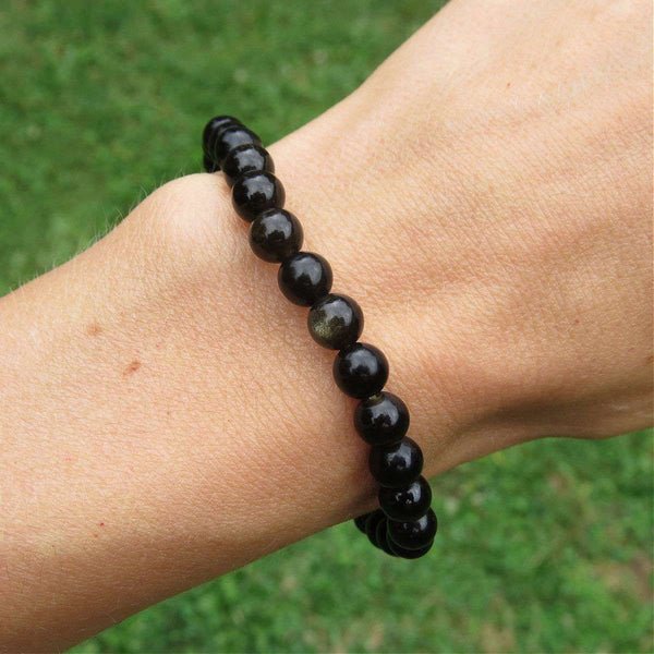 Gold Sheen Obsidian Bracelet 6mm Stone Beads