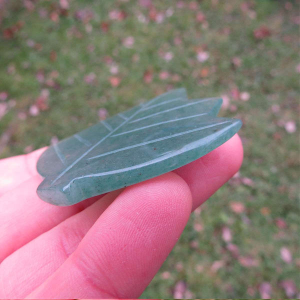 Green Aventurine Crystal Leaf Carving