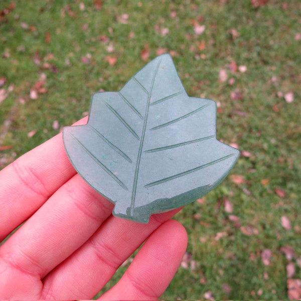 Green Aventurine Crystal Leaf Carving