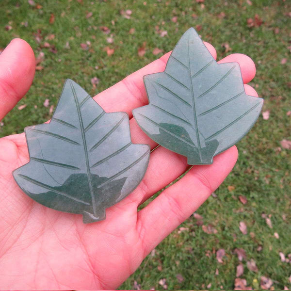 Green Aventurine Crystal Leaf Carving
