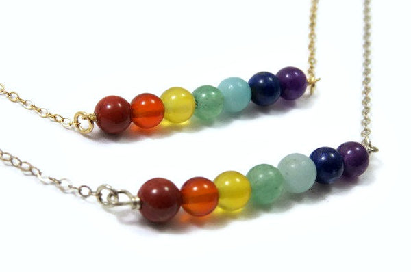 7 Chakra Crystal Necklace w/ Chakra Healing Stone Beads