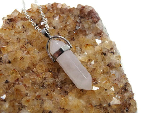 Rose Quartz Crystal Point Necklace