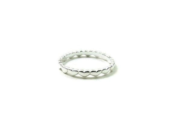 Sterling Silver Tiny Heart Ring | Connected Heart Band Ring