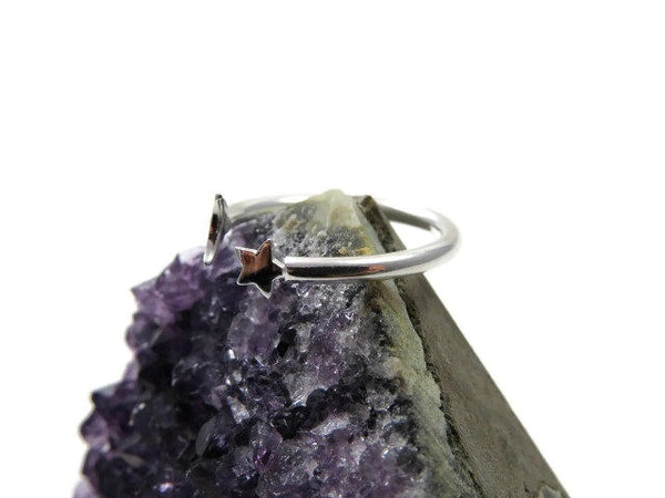 Moon and Star Ring in Sterling Silver Adjustable | Celestial & Galaxy Jewelry