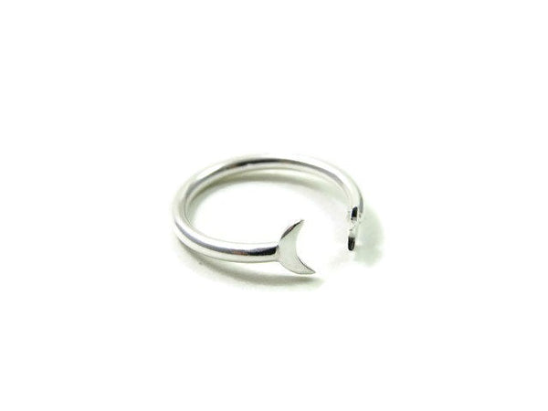 Moon and Star Ring in Sterling Silver Adjustable | Celestial & Galaxy Jewelry