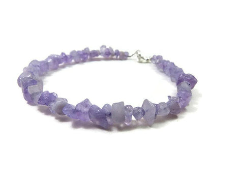 Purple Jade Crystal Anklet - Lavender Stone Ankle Bracelet