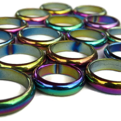 Rainbow Hematite Ring w/ Titanium Crystal - Colors
