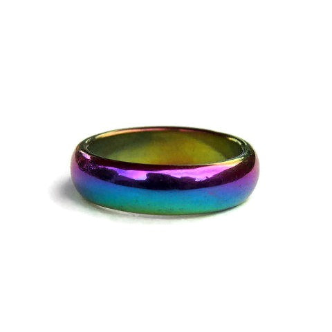 Rainbow Hematite Ring w/ Titanium Crystal - Side