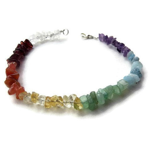 7 Stone Chakra Crystal Anklet - Front