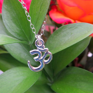 Sterling Silver OM Necklace - Spiritual Symbol OM Charm Necklace