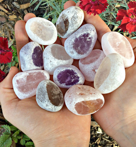 Ema Egg Window Crystal Seer Stone - Amethyst, Smoky Quartz, Rose Quartz