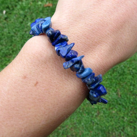 Lapis Lazuli Bracelet - Blue Crystal Chip Bead Bracelet