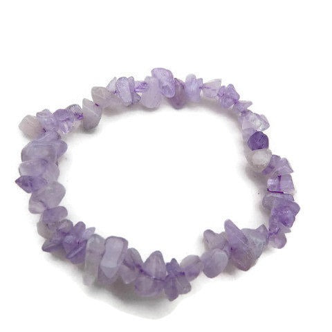 Lavender Jade Bracelet w/ Crystal Chip Stone Beads | Purple Jade Crystal Bracelet
