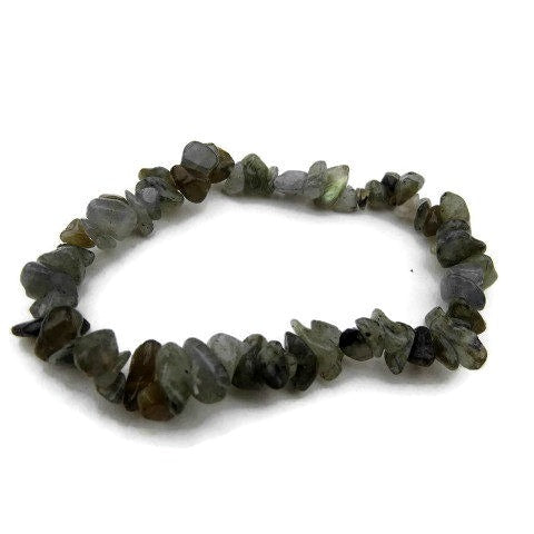 Labradorite Bracelet w/ Crystal Chip Stone Beads