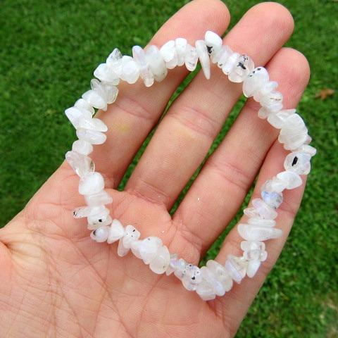 Rainbow Moonstone Bracelet - Chip Stone Bead Bracelet