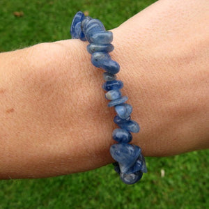 Blue Kyanite Bracelet w/ Crystal Chip Stone Beads