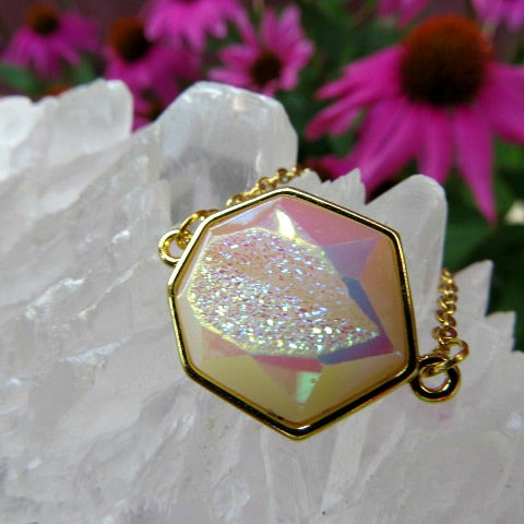 White Rainbow Aura Druzy Necklace - Angel Aura Necklace