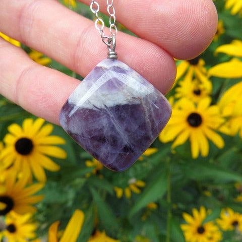 Purple Chevron Amethyst Necklace