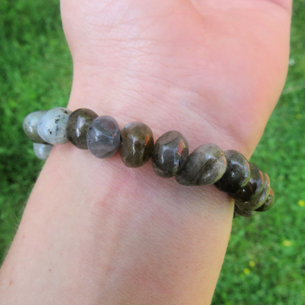 Flashy Labradorite Crystal Bracelet w/ Large Stone Beads | Labradorite Jewelry
