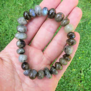Labradorite Bracelet - Large Beaded Stone Crystal Bracelet