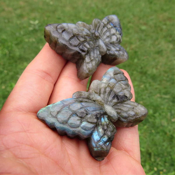 Labradorite Crystal Butterfly Animal Carving