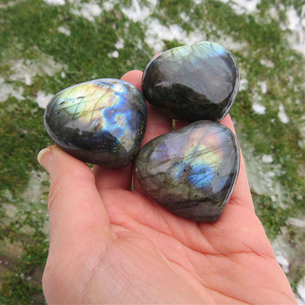 Labradorite Crystal Heart Stone 1.75"