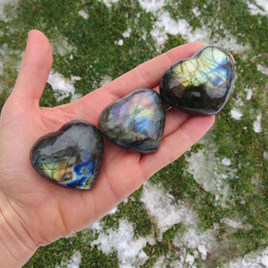 Labradorite Crystal Heart Stone 1.75"