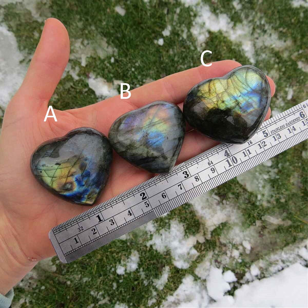 Labradorite Crystal Heart Stone 1.75"