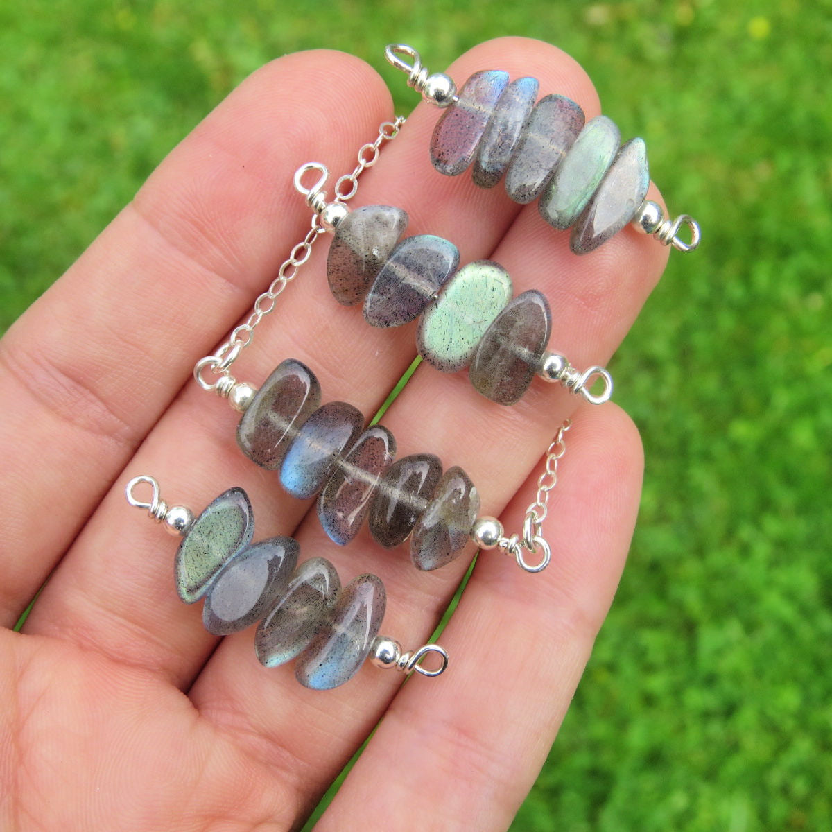 Labradorite Crystal Necklaces in Sterling Silver  - Labradorite Jewelry