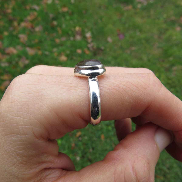 Blue Labradorite Heart Stone Ring in Sterling Silver Size 7.25