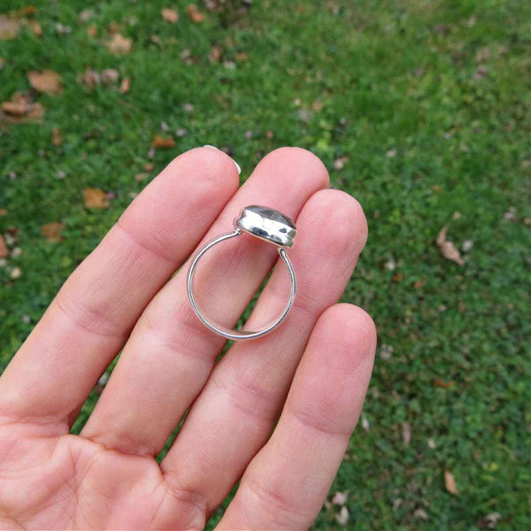 Blue Labradorite Heart Stone Ring in Sterling Silver Size 7.25
