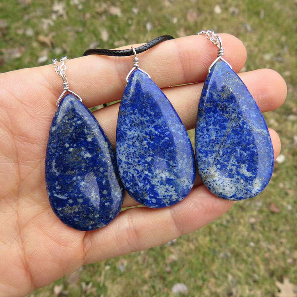 Lapis Lazuli Crystal Necklac - Large Blue Stone