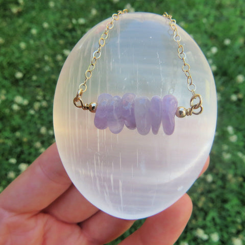 Lavender Purple Jade Crystal Necklace