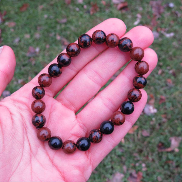 Mahogany Obsidian Bracelet - Red/Black Beaded Stone Bracelet