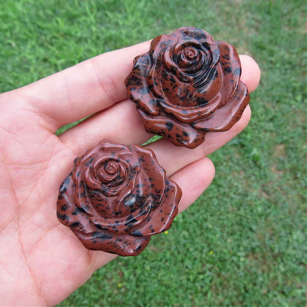 Crystal Rose Stone Carving - Mahogany Obsidian