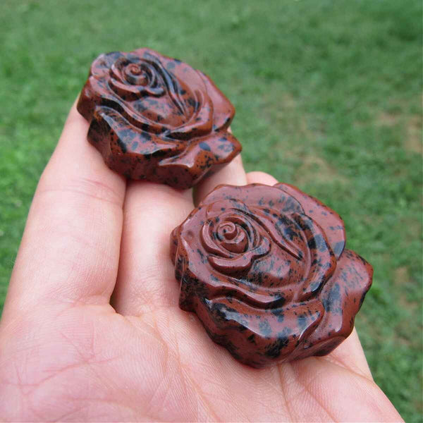 Mahogany Obsidian Crystal Rose Stone Carving 1.5"