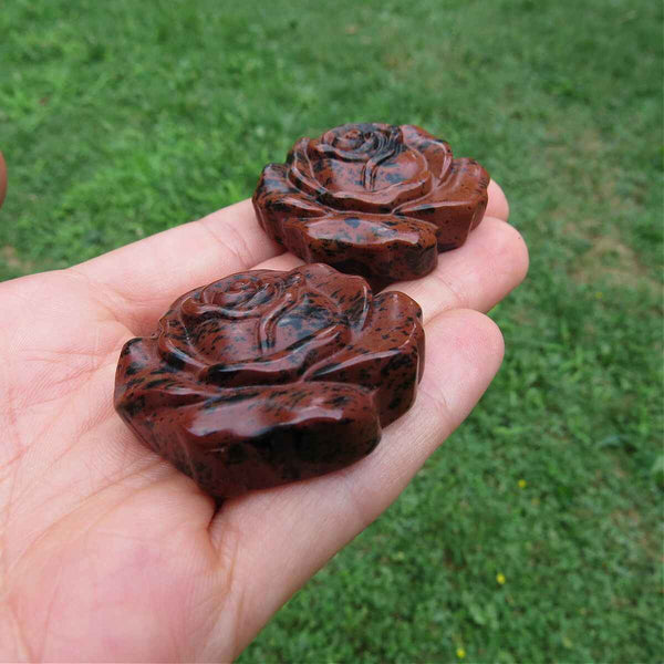 Crystal Rose Carving - Mahogany Obsidian Stone