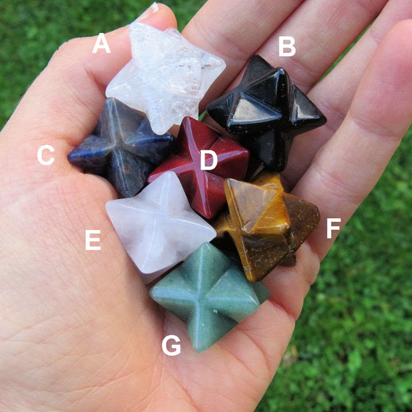 Small Merkaba Crystal | 1" Carved Stone Tetrahedron Star