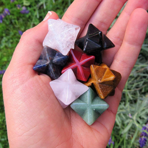 Carved Stone Merkaba Crystal Tetrahedron Star