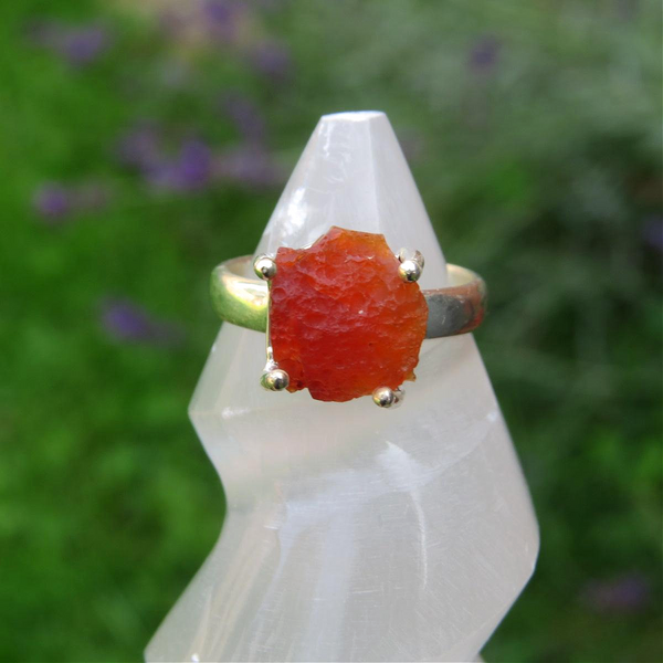Mexican Fire Opal Ring Sterling Silver
