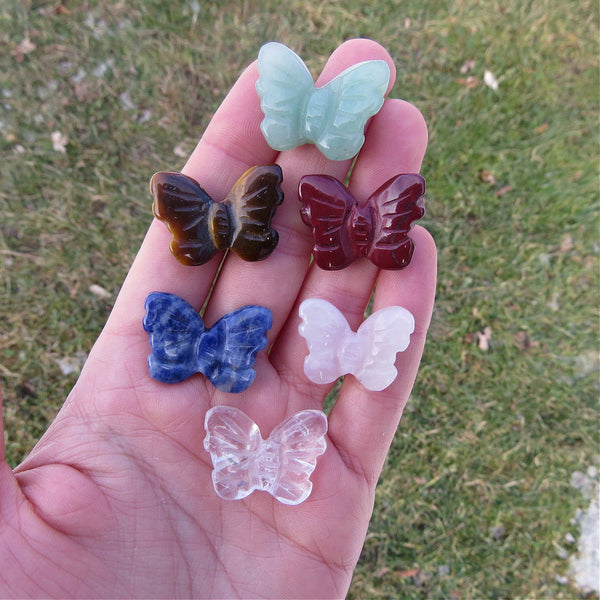 Mini Crystal Butterfly Figurine 1" Carved Stone Animal