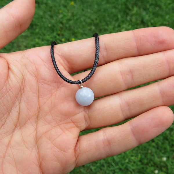 Crystal Ball Necklace with Black Cord