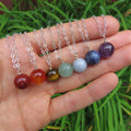 Mini Crystal Ball Necklace with Sterling Silver Chain
