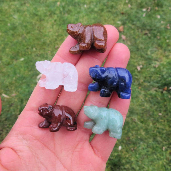 Mini Crystal Bear Figruine - Carved Stone Animal