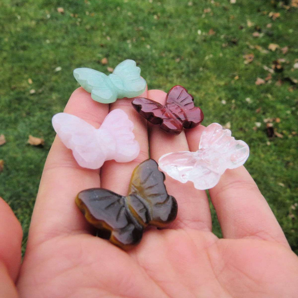 Mini Crystal Butterfly Figurine 1" Carved Stone Animal